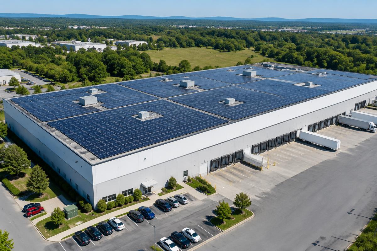 Completed Commercial flat roof solar installation